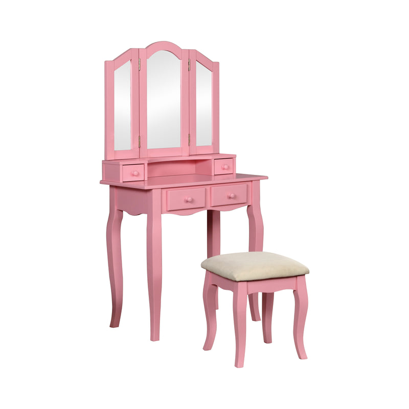 Anais Transitional Solid Wood Vanity Set in Pink