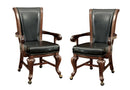 Dyeson Contemporary Faux Leather Padded Arm Chairs in Brown Cherry and Black (Set of 2)