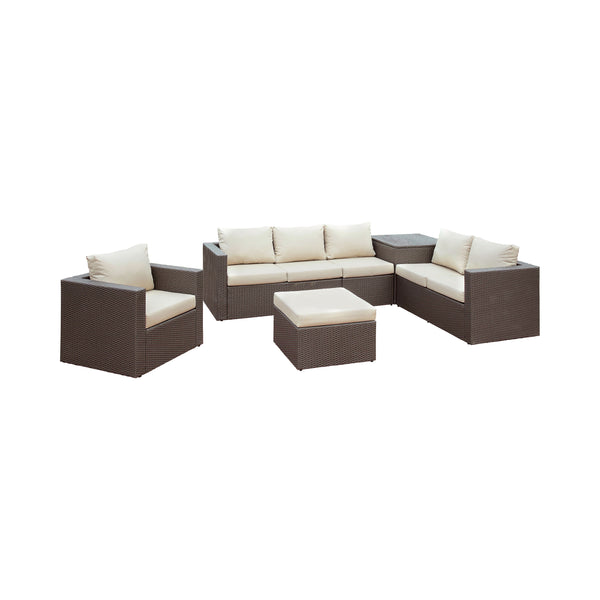 Goodwin Contemporary Fabric Patio Sectional with Ottoman
