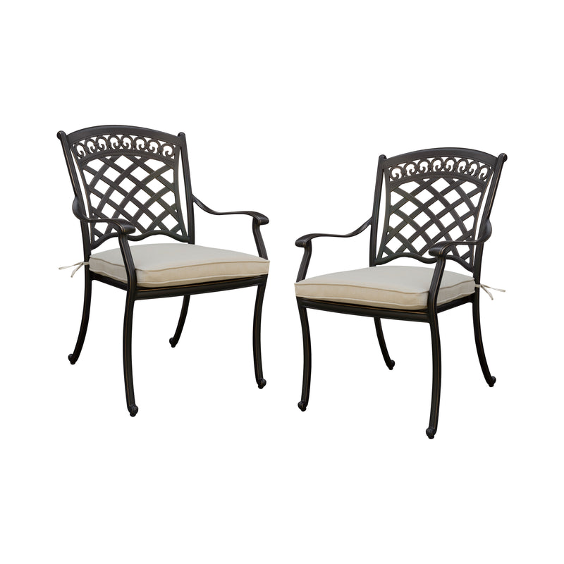Avilla Transitional Padded Patio Arm Chairs (Set of 2)
