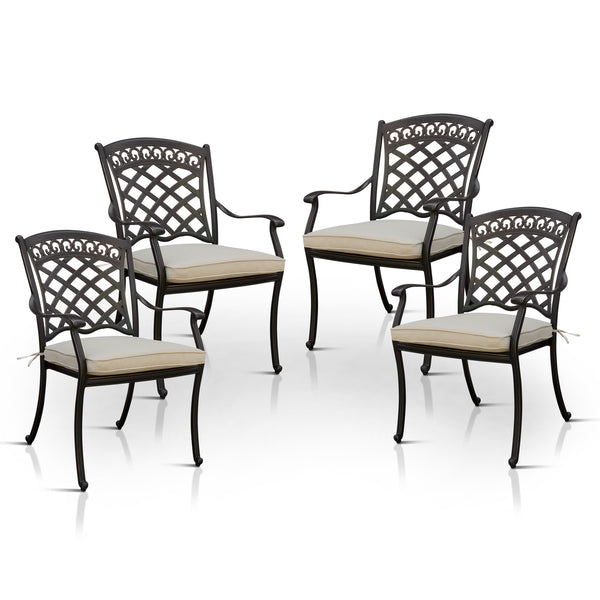 Avilla Transitional Padded Patio Arm Chairs (Set of 4)