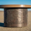 The Outdoor Plus 46" Outback Deer Country GFRC Metallic/Rustic Top and Powdered Steel Base Round Natural Gas Fire Table - 110V Electronic