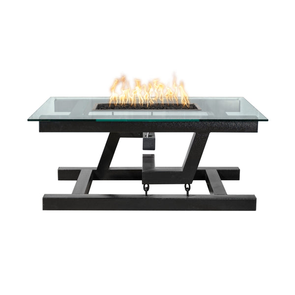 The Outdoor Plus Newton 38" Black Powder Coated Metal Liquid Propane Fire Pit with Floating Appearance & Match Lit Ignition