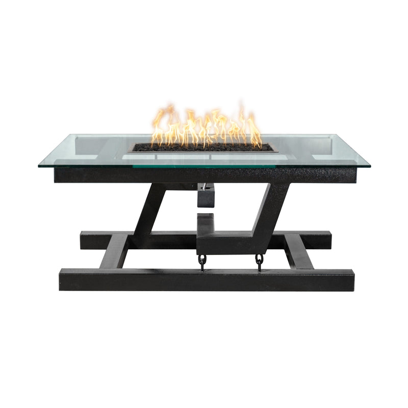 The Outdoor Plus Newton 66" Copper Vein Powder Coated Metal Liquid Propane Fire Pit with Floating Appearance & Match Lit Ignition