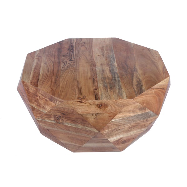 Diamond Shape Acacia Wood Coffee Table With Smooth Top, Natural Brown