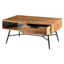 Benzara - Brown And Black Wood And Metal Coffee Table With Spacious Storage