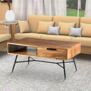 Benzara - Brown And Black Wood And Metal Coffee Table With Spacious Storage