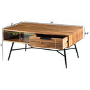 Benzara - Brown And Black Wood And Metal Coffee Table With Spacious Storage