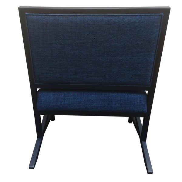 Fabric Padded Wooden Frame Accent Sofa Chair With Armrest, Black And Blue
