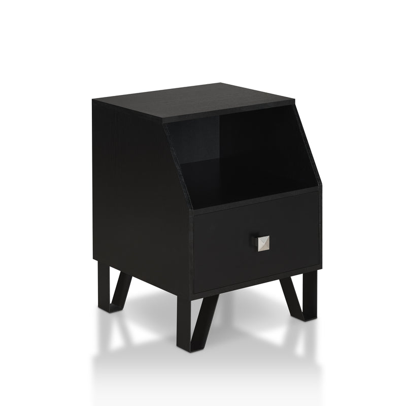 Brier Contemporary Multi-Storage End Table in Black