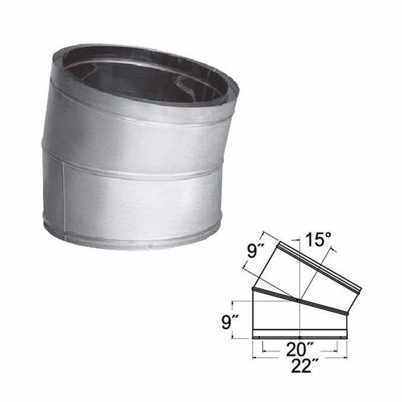 20'' DuraTech 15 Degree Stainless Steel Elbow - 20DT-E15SS