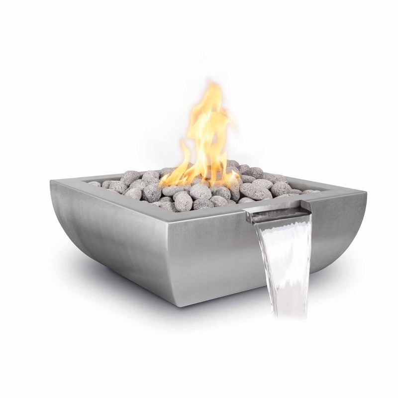 The Outdoor Plus - Avalon Hammered Copper & Stainless Steel Square Fire Bowl Pit | square water bowl