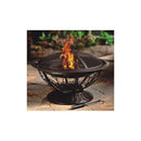 AZ Patio Heaters 30" Round Wood Burning Firepit with Scroll Design-Poker/Cover Included