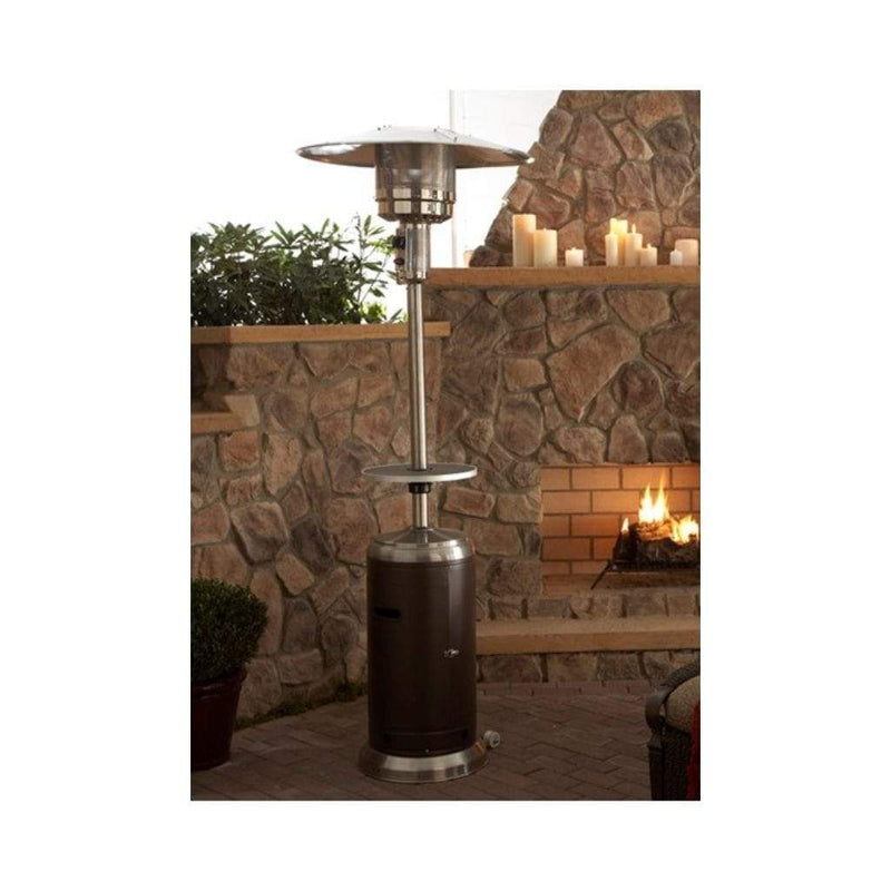 AZ Patio Heaters 87" Stainless Steel/Hammered Bronze and Silver Patio Heater with Table