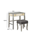 Wooden Vanity Set With Flip Top Mirror And Glass Insets,Gray And Cream