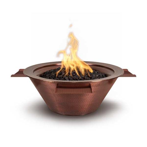 The Outdoor Plus - Cazo Hammered Copper 4 Way Spill Round Fire & Water Bowl 30"