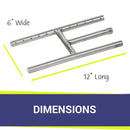 American Fire Glass 12" x 6" Stainless Steel H-Style Burner - Natural Gas