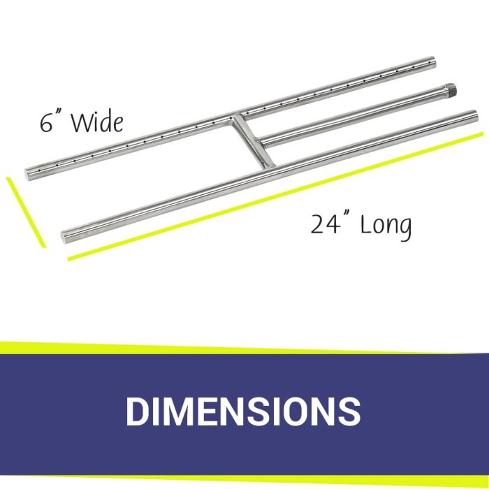 24" x 6" Stainless Steel H-Style Burner - Natural Gas