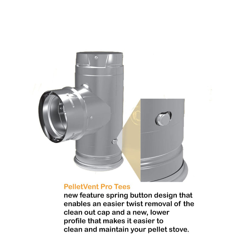 DuraVent 3" Inner Diameter PelletVent Pro Increaser Adapter Tee With Clean-Out Tee Cap