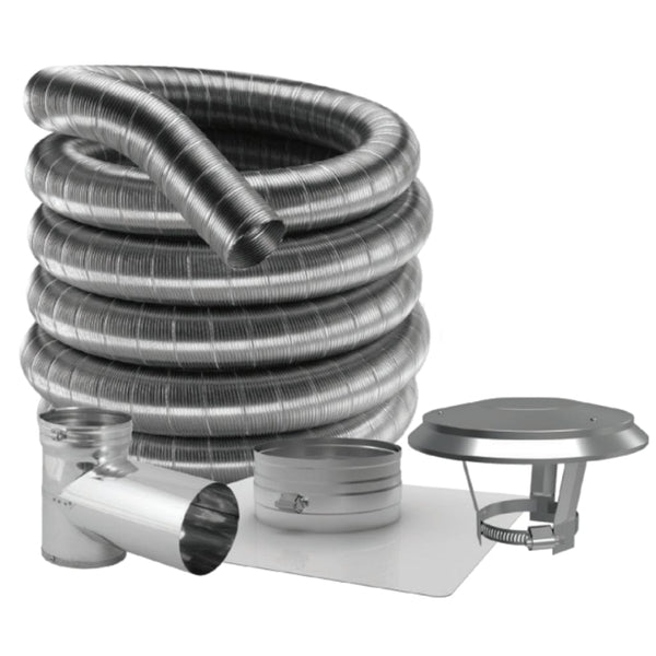 DuraVent 35' Flex Pipe Length DuraFlex 316 Stainless Steel Tee Kit