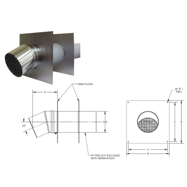 DuraVent PolyPro 5"-8" Stainless Steel Horizontal Termination