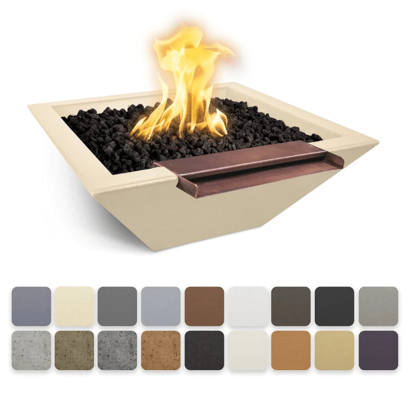 The Outdoor Plus - Maya GFRC Concrete Square Fire & Water Bowl with Wide Spill 24"