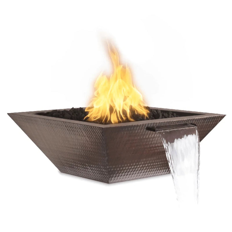 The Outdoor Plus - Maya Hammered Copper Square Fire & Water Bowl 24"