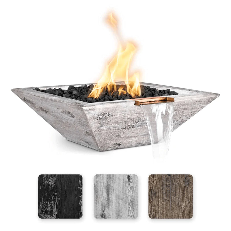 The Outdoor Plus - Maya GFRC Wood Grain Concrete Square Fire & Water Bowl 24"