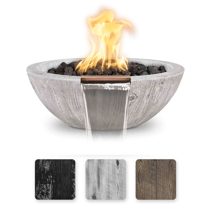 The Outdoor Plus - Sedona GFRC Wood Grain Concrete Round Fire and Water Bowl 27"