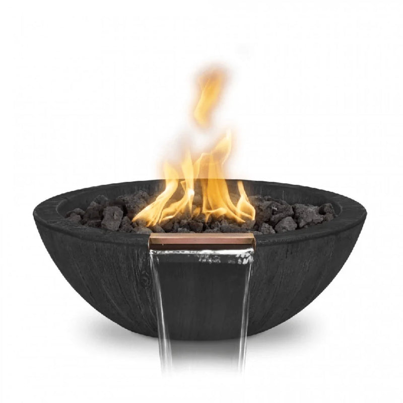 The Outdoor Plus - Sedona GFRC Wood Grain Concrete Round Fire and Water Bowl 27"