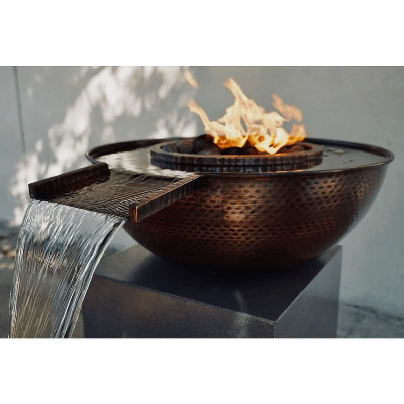 The Outdoor Plus - Sedona Hammered Copper Gravity Spill Round Fire & Water Bowl 27"