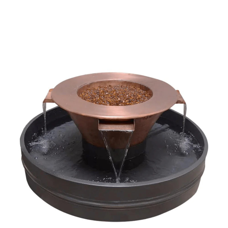 The Outdoor Plus - Cazo Hammered Copper 4 Way Spill Round Maya Fire and Water Bowl 30"