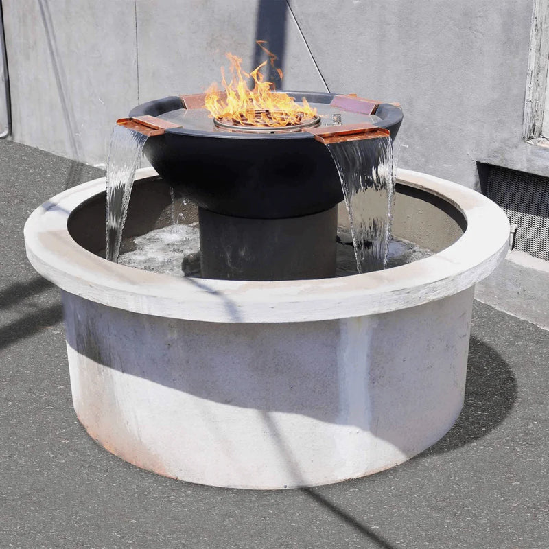 The Outdoor Plus - Sedona GFRC Concrete 4 Way Spill Round Fire and Water Bowl 60"