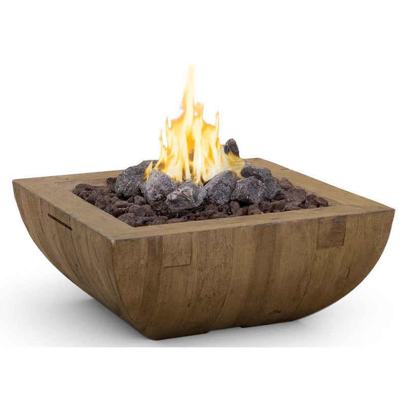 American Fyre Design | 36" Reclaimed Wood Bordeaux Square Gas Fire Bowl