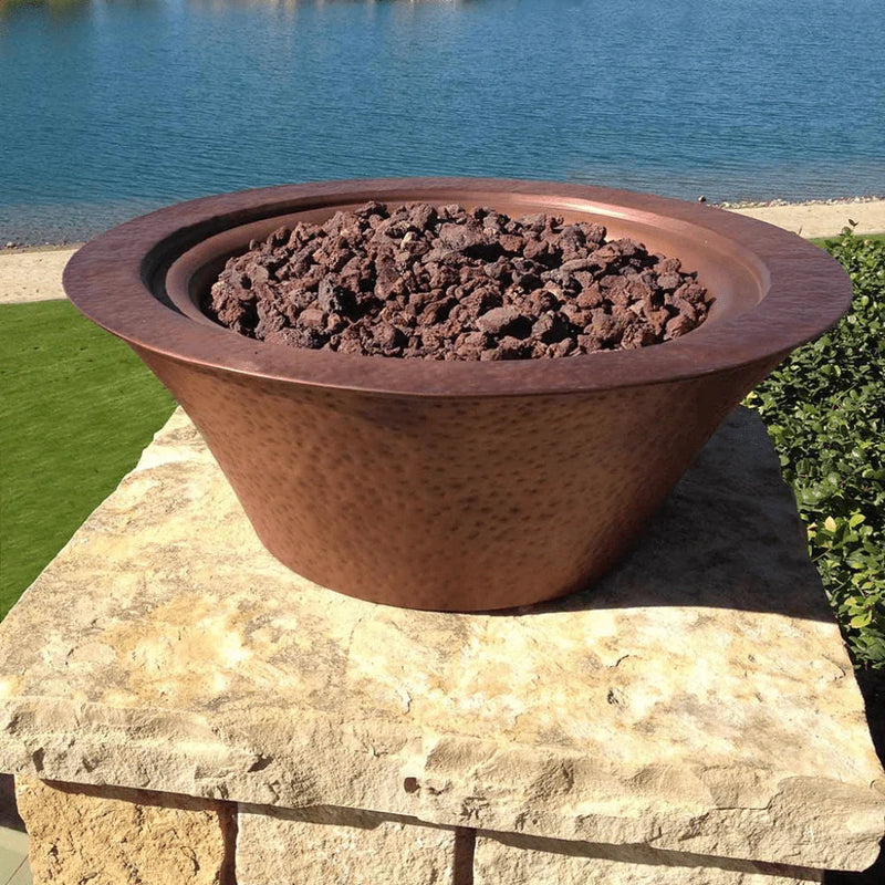 The Outdoor Plus - Cazo Hammered Copper Round Fire Bowl 30"