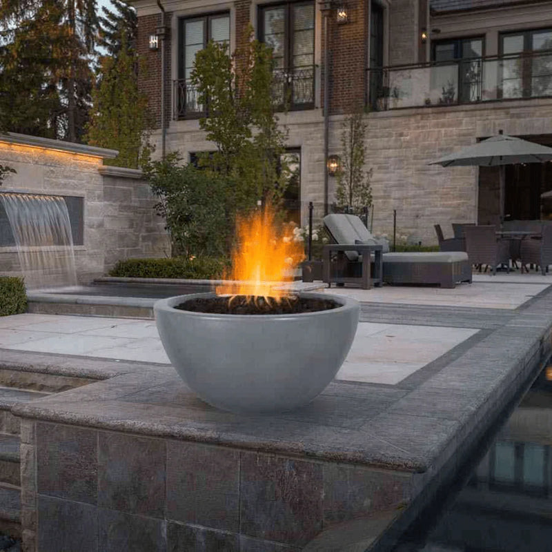The Outdoor Plus Luna GFRC Concrete Round Fire Bowl 30" - Top-Quality Pool Fire Bowls