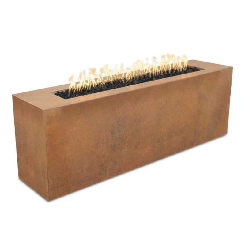 72" Carmen Copper & Corten Steel & Stainless Steel Rectangle Fire Pit - 16" tall - The Outdoor Plus