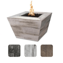 The Outdoor Plus  Plymouth GFRC Wood Grain 24" tall Concrete Square Gas Fire Pit 36"