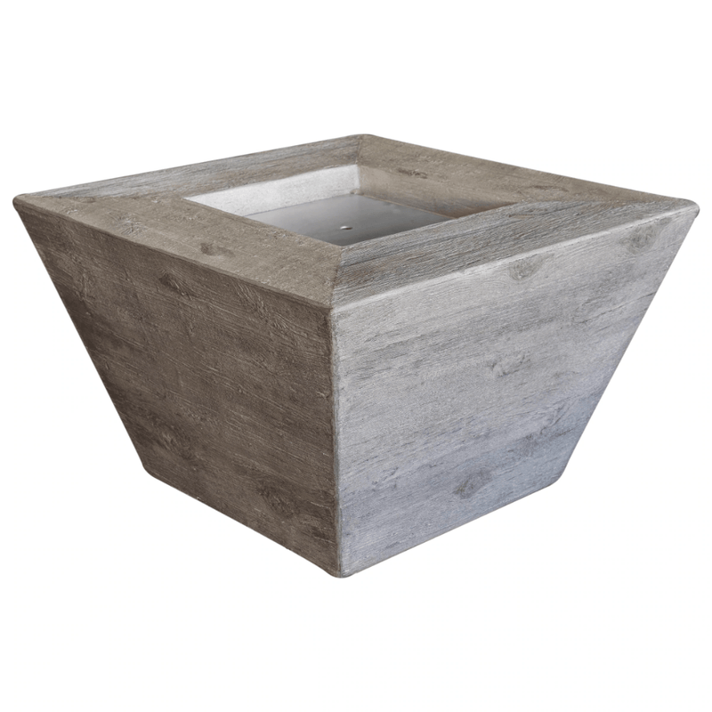 The Outdoor Plus  Plymouth GFRC Wood Grain 24" tall Concrete Square Gas Fire Pit 36"