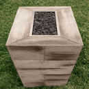 The Outdoor Plus - Plymouth GFRC Wood Grain 24" tall Concrete Rectangle Gas Fire Pit 48"
