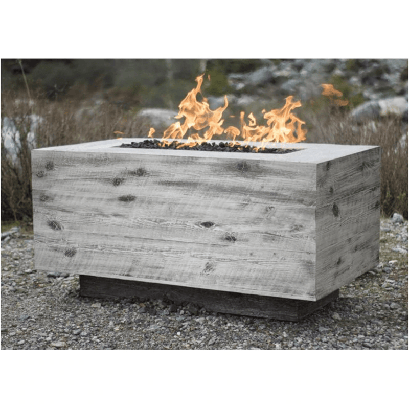 rectangle gas fire pit table | The Outdoor Plus - Catalina GFRC Wood Grain Concrete Rectangle Gas Fire Pit 108"