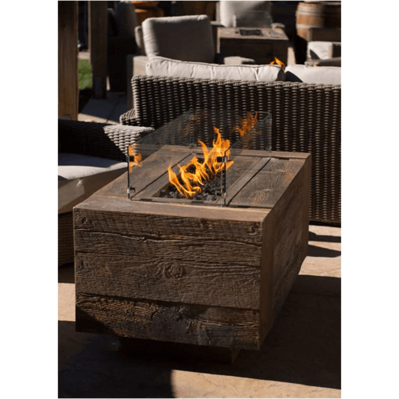 The Outdoor Plus - Catalina GFRC Wood Grain Concrete Rectangle Gas Fire Pit 108" | rectangle fire pit table natural gas