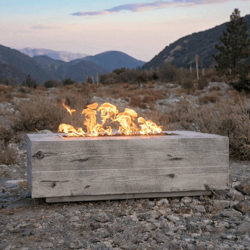 The Outdoor Plus - Coronado GFRC Wood Grain Concrete Rectangle Gas Fire Pit 108"