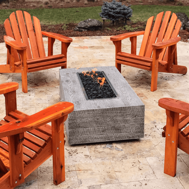 The Outdoor Plus 108 Inch Coronado GFRC Wood Grain Concrete Rectangle Gas Fire Pit