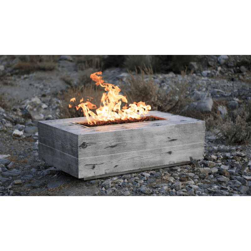The Outdoor Plus - Coronado GFRC Wood Grain Concrete Rectangle Gas Fire Pit 120"