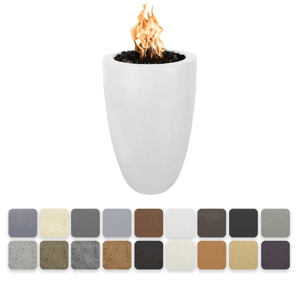 Round propane Fire Pit | The Outdoor Plus - Castillo Pillar GFRC Concrete Round Liquid Propane Fire Pit Without Access Door 22"