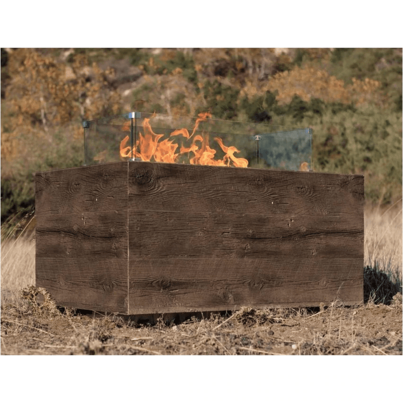 The Outdoor Plus - Catalina GFRC Wood Grain Concrete Rectangle Gas Fire Pit 48"
