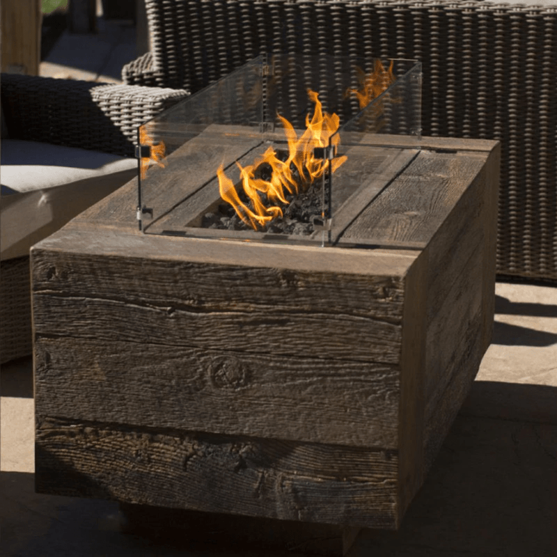 The Outdoor Plus - Catalina GFRC Wood Grain Concrete Rectangle Gas Fire Pit 48"