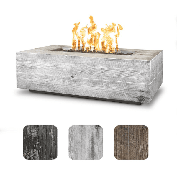 The Outdoor Plus - Coronado GFRC Wood Grain Concrete Rectangle Gas Fire Pit 48"