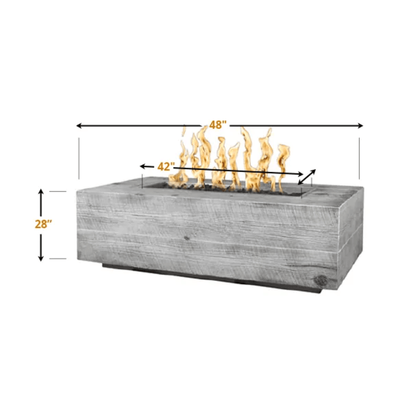 The Outdoor Plus - Coronado GFRC Wood Grain Concrete Rectangle Gas Fire Pit 48"